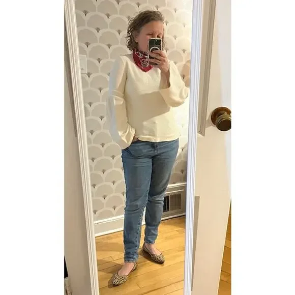 Madewell White Cotton Blend Bell-Sleeve Sweater X-small - Picture 4 of 9